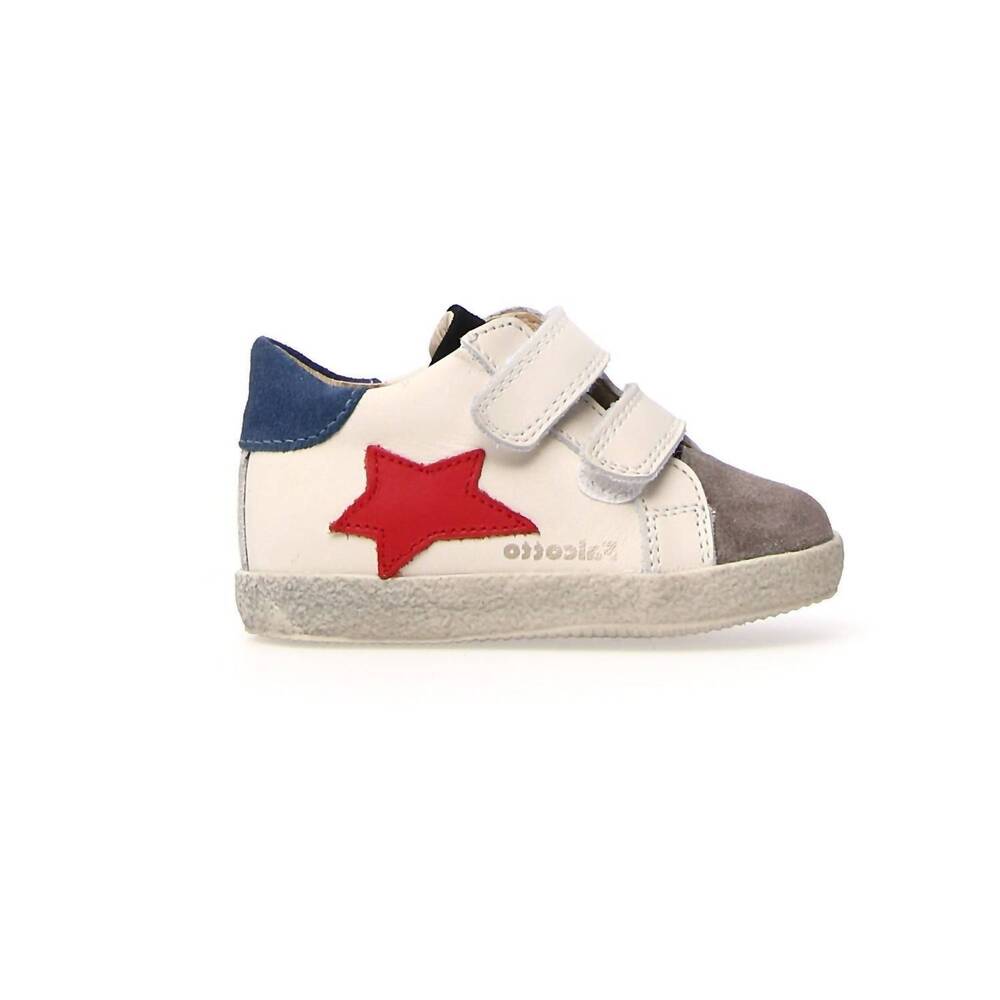 NEW FALCOTTO boys first walker sneaker in dark grey-milk-azure